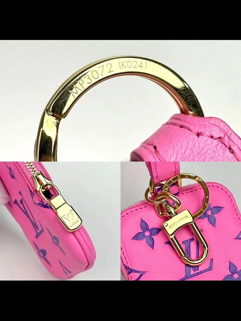 Louis Vuitton Hot Pink Monogram Square Coin purse with Strap